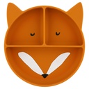 Trixie | Plat Bord met Vakverdeling/Zuignap Mr. Fox Siliconen Oranje 22X22X3,5cm