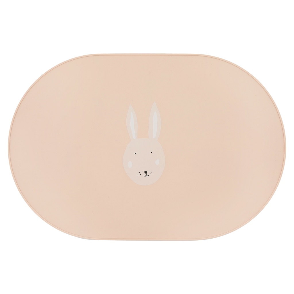 PLACEMAT, Rabbit Mealtime, roze, kop konijn, ovaal, water afwerend, 1 stuk, siliconen