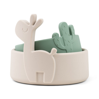 Done By Deer | KOM, Silicone Bowl, Lalee, sand/green, siliconen, kom Lalee: 160 ml;kom cactus: 120 ml, 2 stuk(s), 24