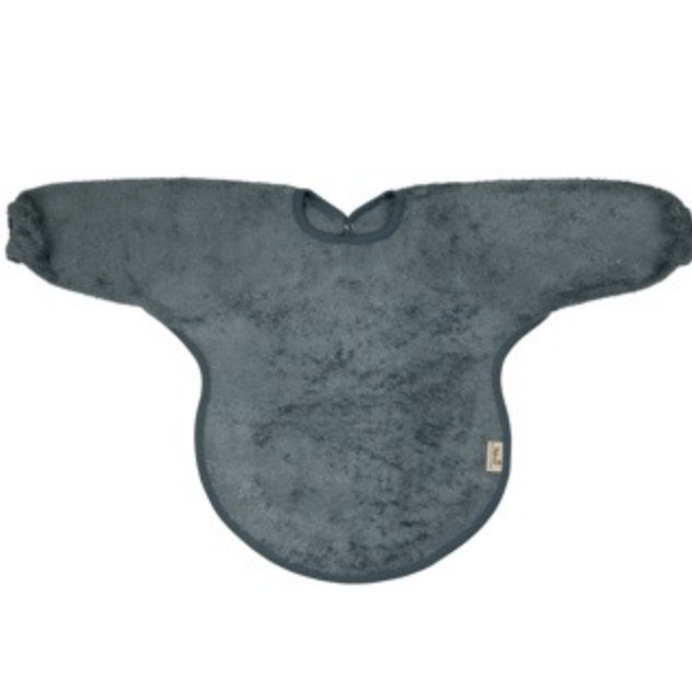 Timboo | Slabbetje met Mouwen Drukknopensluiting Bamboe Marin Blauw 36x34cm