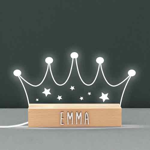 LAMP, Vintiun, Led, USB-Poort, houten voet, zelfklevende letters