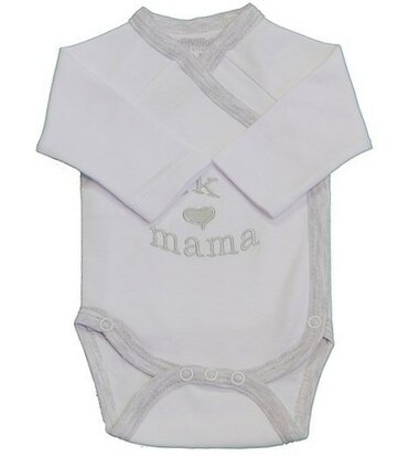 PetitVillain | Geboortebody Ik Hou van Mama Lange Mouw Wit/Grijs M50-62