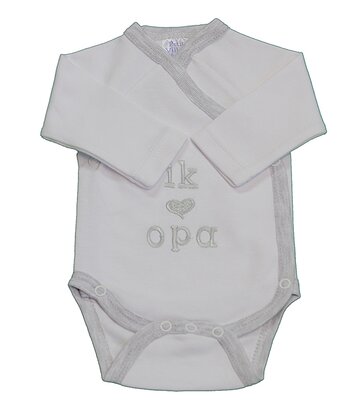 PetitVillain | Geboortebody Ik Hou van Opa Lange Mouw Wit/Grijs M50-62