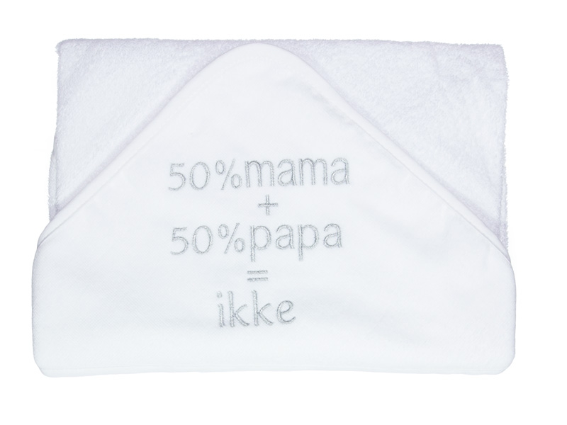 BADCAPE, Mama en Papa, wit, 50% mama + 50% papa = ikke, katoen, 80x80cm