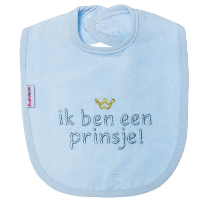 PetitVillain | Slabbetje 'Ik ben een Prinsje!' Badstof Blauw