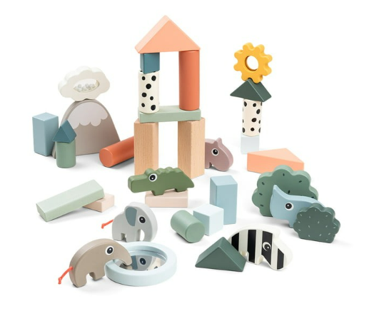 Done by Deer | Houten Blokken Building Block Set 34-delig Deer Friends