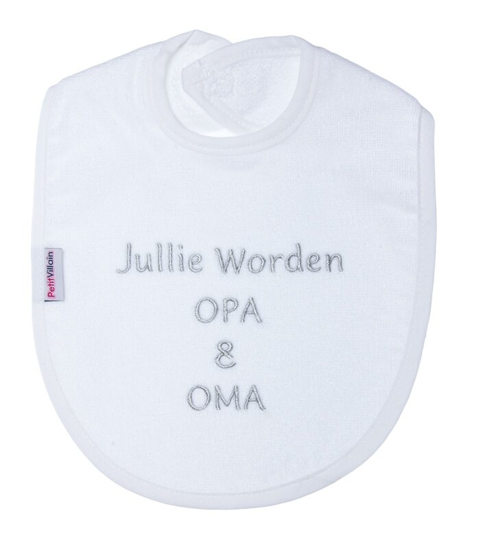 PetitVillain | Slabbetje Jullie Worden Oma & Opa Badstof Wit 25x34cm