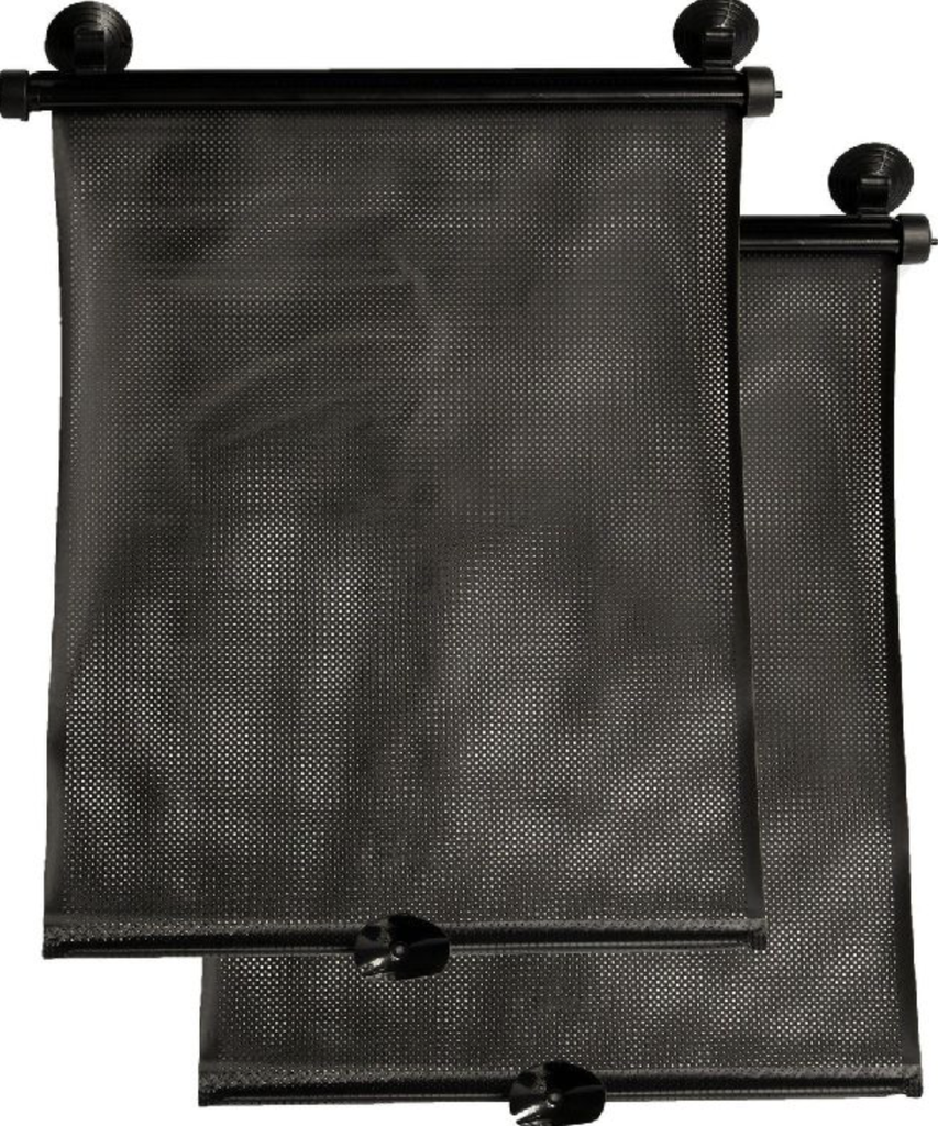 ZONNESCHERM VOOR DE WAGEN, 2st, Sun roller, zwart, uni, rolgordijn vr zijraam, 2 stuks