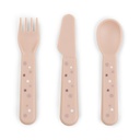 LEPEL/VORK/MES, 3 delig, Foodie Cutlery, powder, roze, all print stippen, bestek, 2024