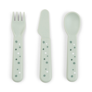 LEPEL/VORK/MES, 3 delig, Foodie Cutlery Set, Happy Dots, green, groen, all over print stippen, bestek, 2024