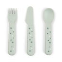 Done By Deer | LEPEL/VORK/MES, 3 delig, Foodie Cutlery Set, Happy Dots, green, groen, all over print stippen, bestek, 24