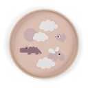 Done by Deer | PLAT BORD, Foodie Plate, Happy Clouds, powder, rond, roze, print dieren en wolkjes, PP