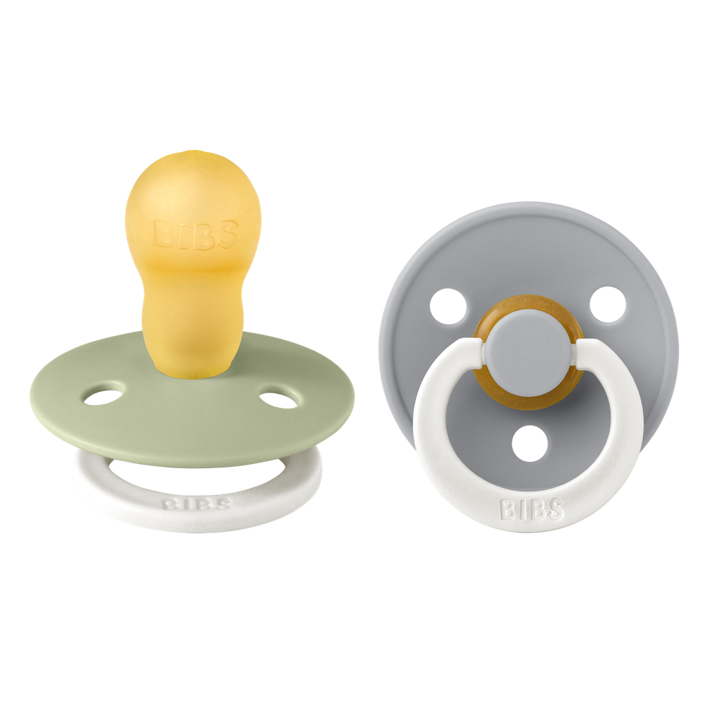 Bibs | Fopspeen T3 Glow Latex Rond Sage/Cloud +18m 2-pack 