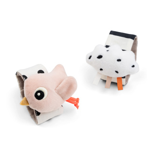RAMMELAAR, Wrist Rattle 2-pack, Happy Clouds, powder, roze, textiel, +muziek, vanaf 0 maand, 2 stuk(s), 2024
