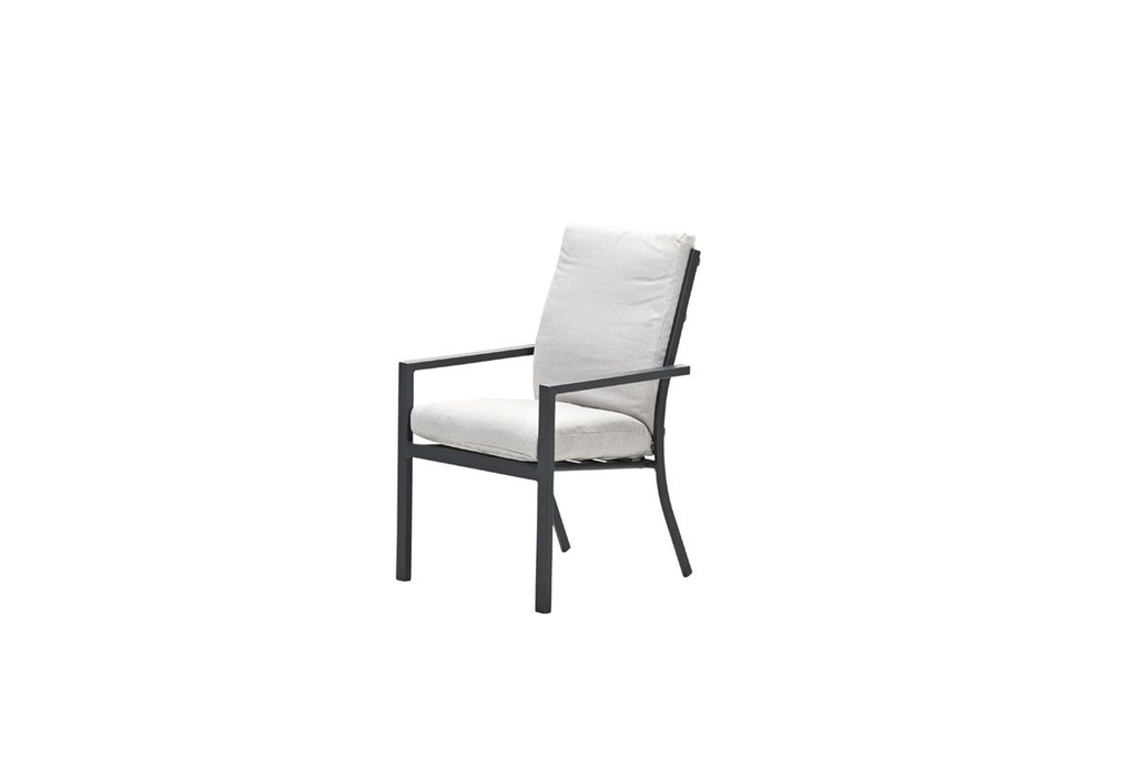 Garden Imp. | Zetel/Stoel Sergio Diningstoel Carbon Zwart/Grijs Alu Frame Incl. 2 Kussens: Desert Sand 72,5x60x93cm