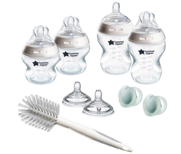 FLESVOEDING STARTERSET, 9-delig, 2x fles, 260ml + 2 x fles 150ml, 2 zuig- spenen,flessenborstel, 2x fopspeen 