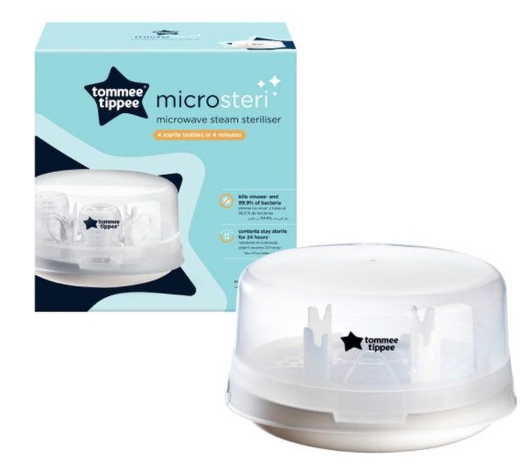 MICROGOLFSTERILISATOR, incl. fopspeen, tang, vr 4 breedhalsfl of 4 XL breedhalsflessen 
