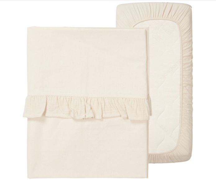 Koeka | Set Laken/Hoeslaken Ruffle Faro Warm White 110x140cm/60x120cm