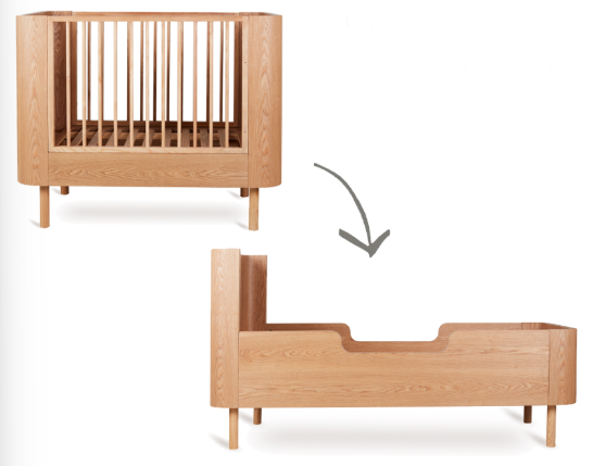 Quax | Bed Yume Natural Ash Babybed Omvormbaar tot Bedbank Babybed 70x110cm Juniorbed 70x170cm 