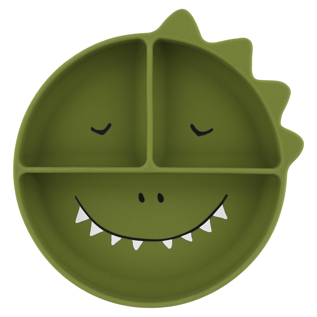 Trixie | Plat Bord met Vakverdeling/Zuignap Mr. Dino Siliconen Groen 22X22X3,5cm