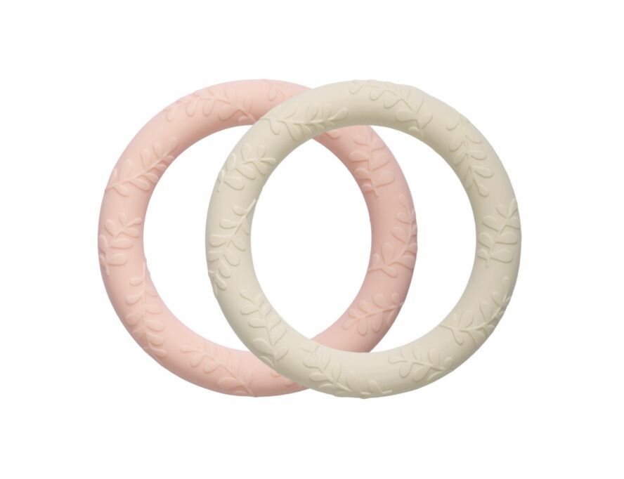 A Lovely Little Company | Bijtring Leaves Silicone Strawberry/Cream 2-pack