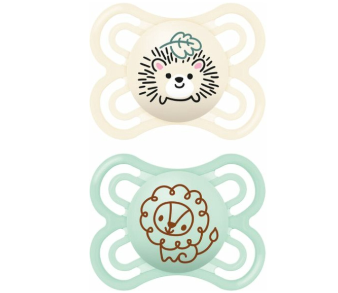 MAM | Fopspeen Perfect Silicon Egel/Leeuw Ecru/Groen 0-6M 