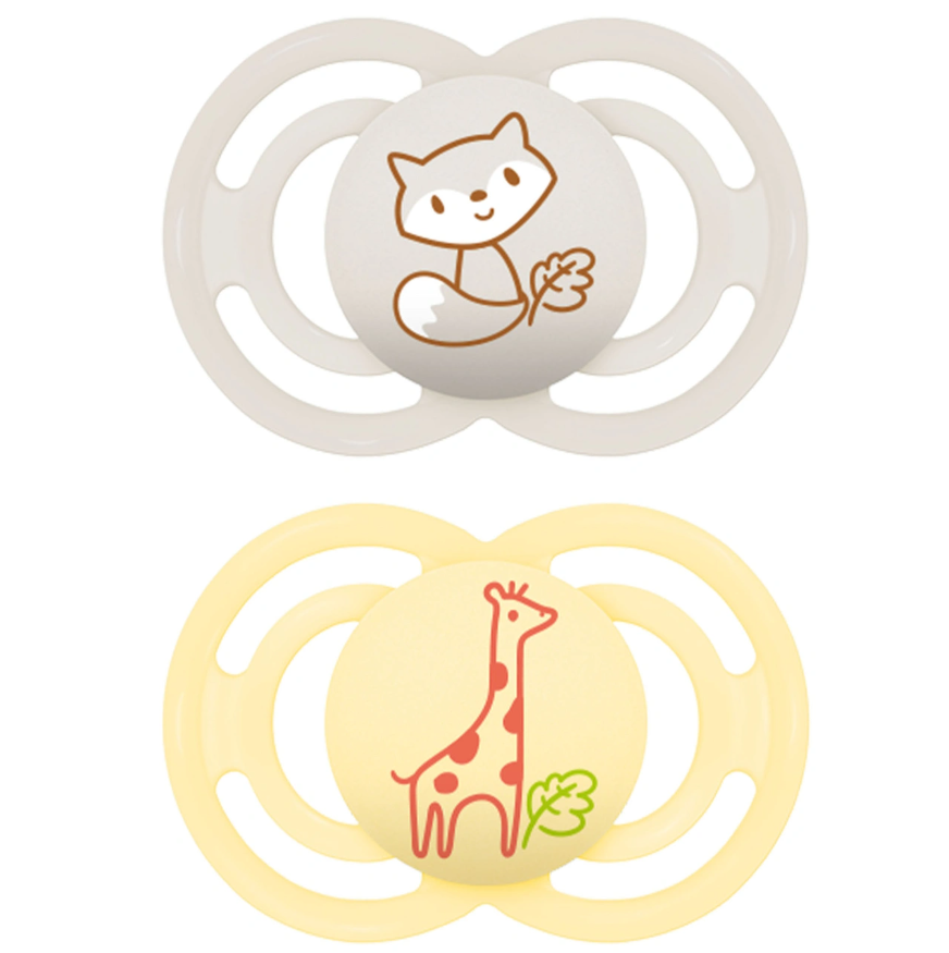 MAM | Fopspeen Perfect Silicon Eekhoorn/Giraf Grijs/Geel +16M 