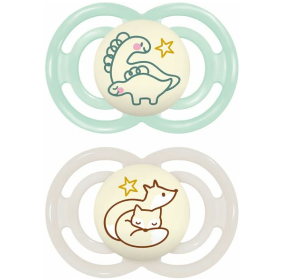 MAM | Fopspeen Perfect Night Silicon Dino/Vos Groen/Ecru+16M 
