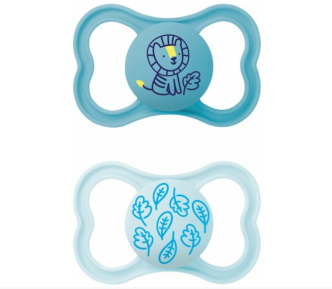 MAM | Fopspeen Supreme Silicon Leeuw/Blaadjes Blauw 6-16M 