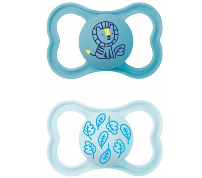 MAM | Fopspeen Supreme Silicon Leeuw/Blaadjes Blauw +16M 