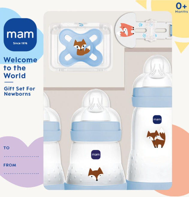 MAM | Starterset Welkom 3xFles/1xFopspeen/1xFopspeenketting Blauw