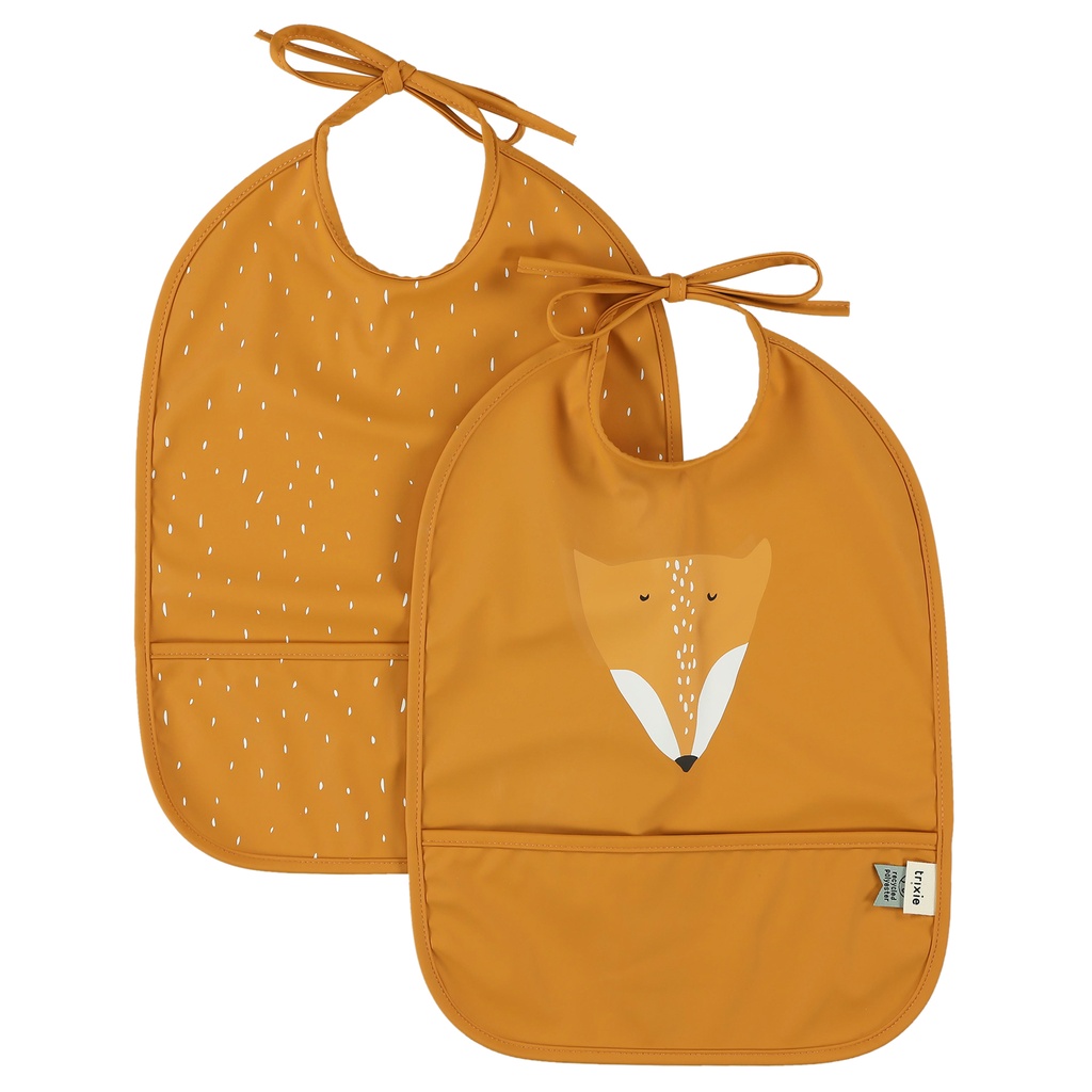 Trixie | Slabbetje Mr. Fox Afwasbaar Oranje 36x27cm 2-pack