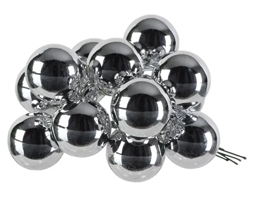 Decoris | Kerstbal Tros met 12 Glasballetjes Zilver Ø2,5 cm