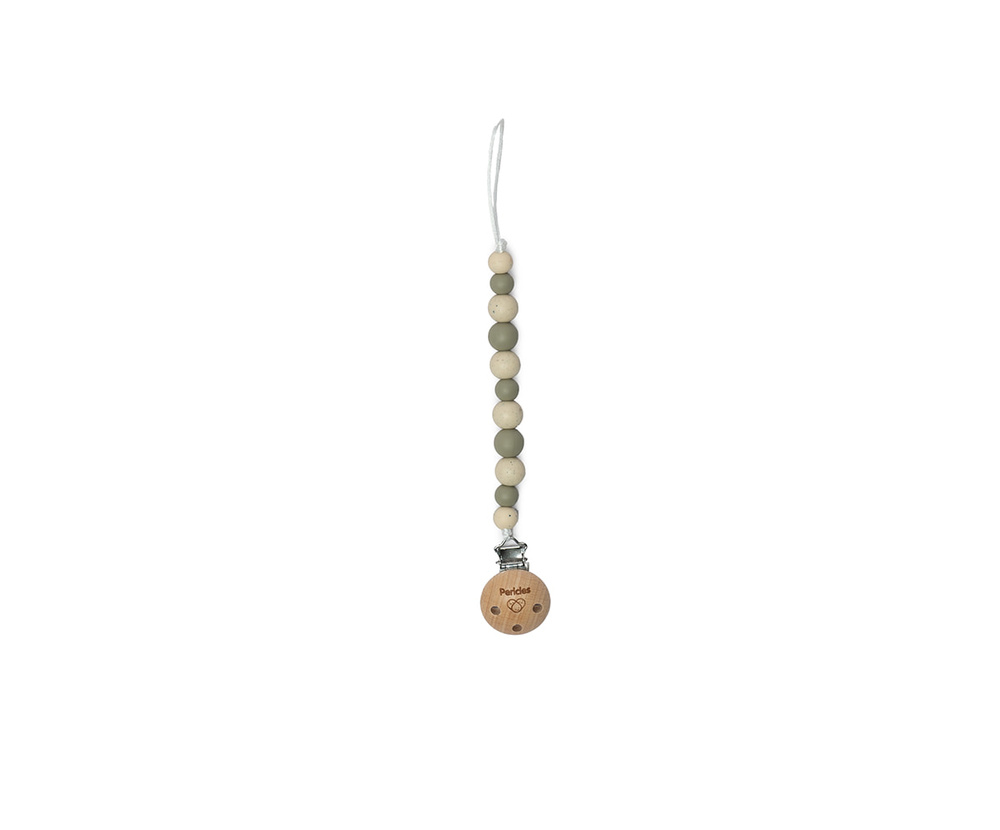 Pericles | Fopspeenketting Donker Groen/Beige