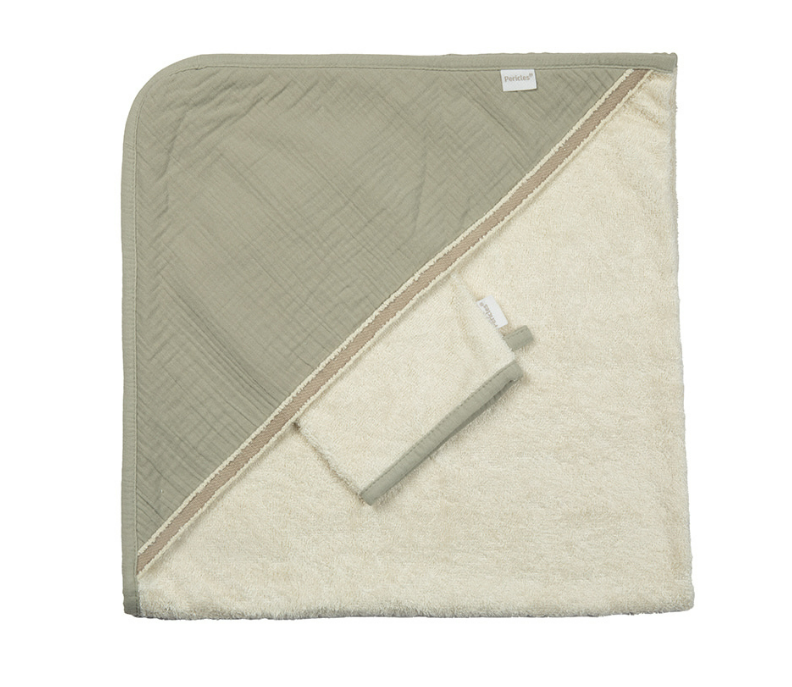 Pericles | Badcape + Washandje Avocado 80x80cm