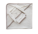 Pericles | Badcape + Washandje Rabbit Wit/Bruin 80x80cm