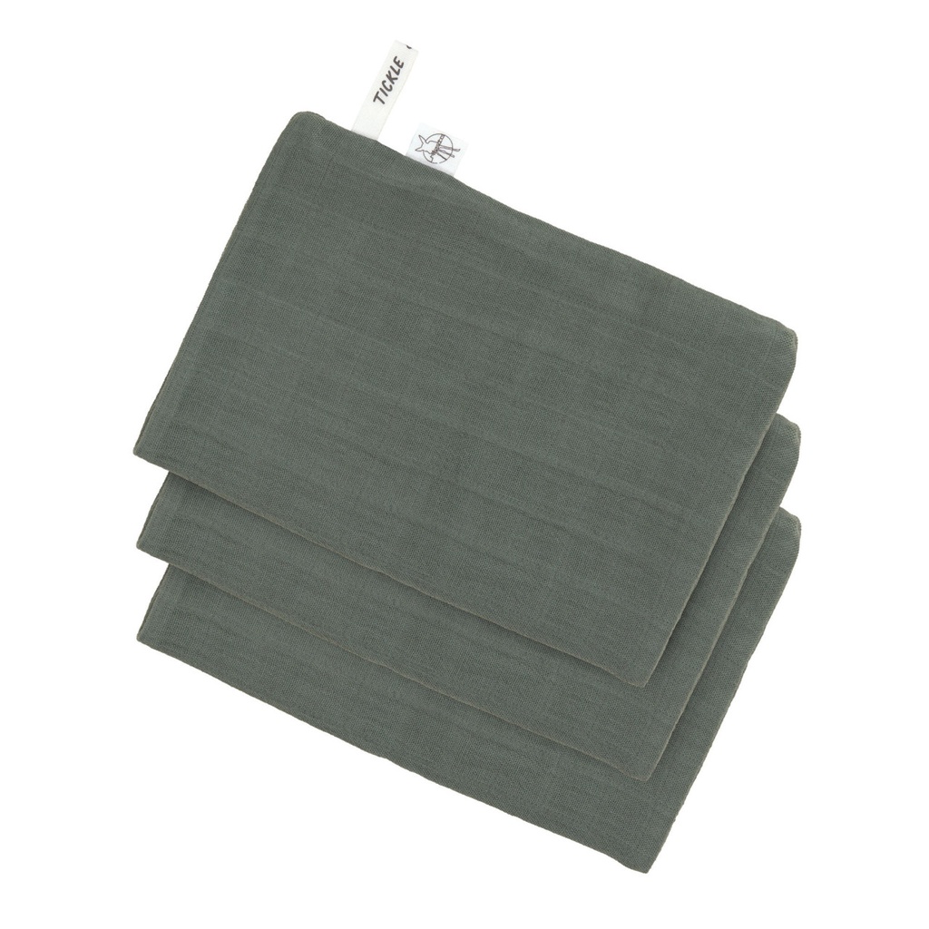 Laessig | Washandje Muslin Wash Glove Petrol Green Groen 3-pack