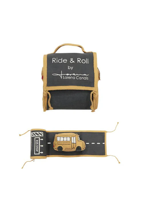 Lorena Canals | Educatief Speelgoed Soft Toy Ride & Roll School Bus Bus 10x24x16cm Road 20x400cm