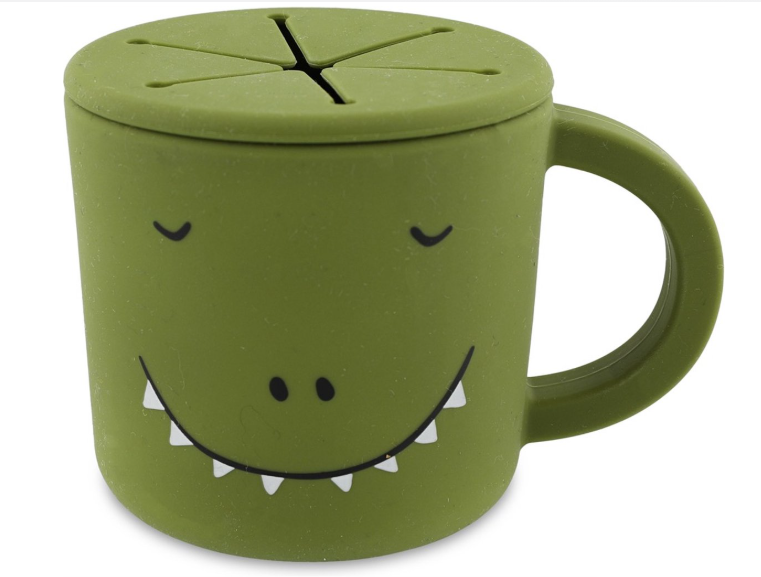 BEWAARPOTJE, 200ml, Snack cup, Dino Mealtime, groen, siliconen, diam. 8 cm.