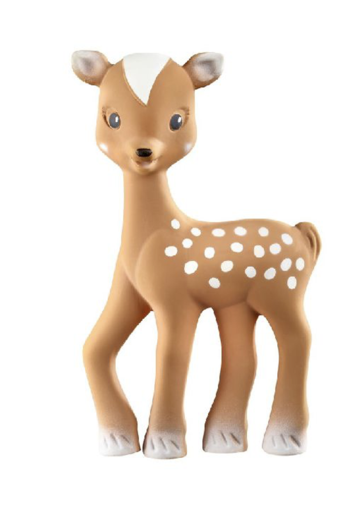 BIJTRING, Fanfan the fawn, wit|bruin, il était une fois, kunststof 100% natuurlijk rubber, + muziek, 0 m