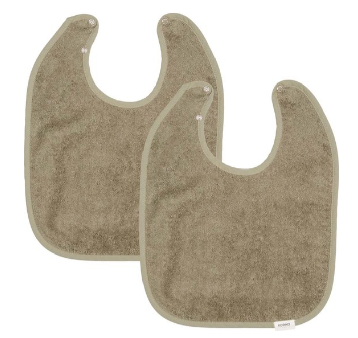 SLABBETJE, 2- Pack, Dijon Daily moss, groen, uni, drukknopsluiting, badstof, 33x44cm, 2 stuks