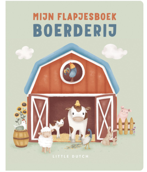 Little Dutch | Boek Mijn Flapjesboek-Boerderij Stal met Boerderijdieren 