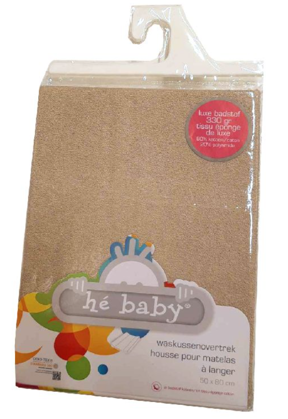 He Baby | Waskussenhoes Zand Ecru Badstof 50x80cm 