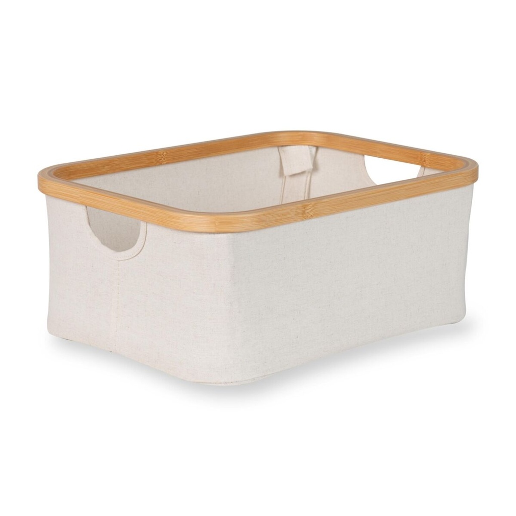 Quax | Opbergmand Naturel Bamboe/Beige Katoen 38x30x16cm