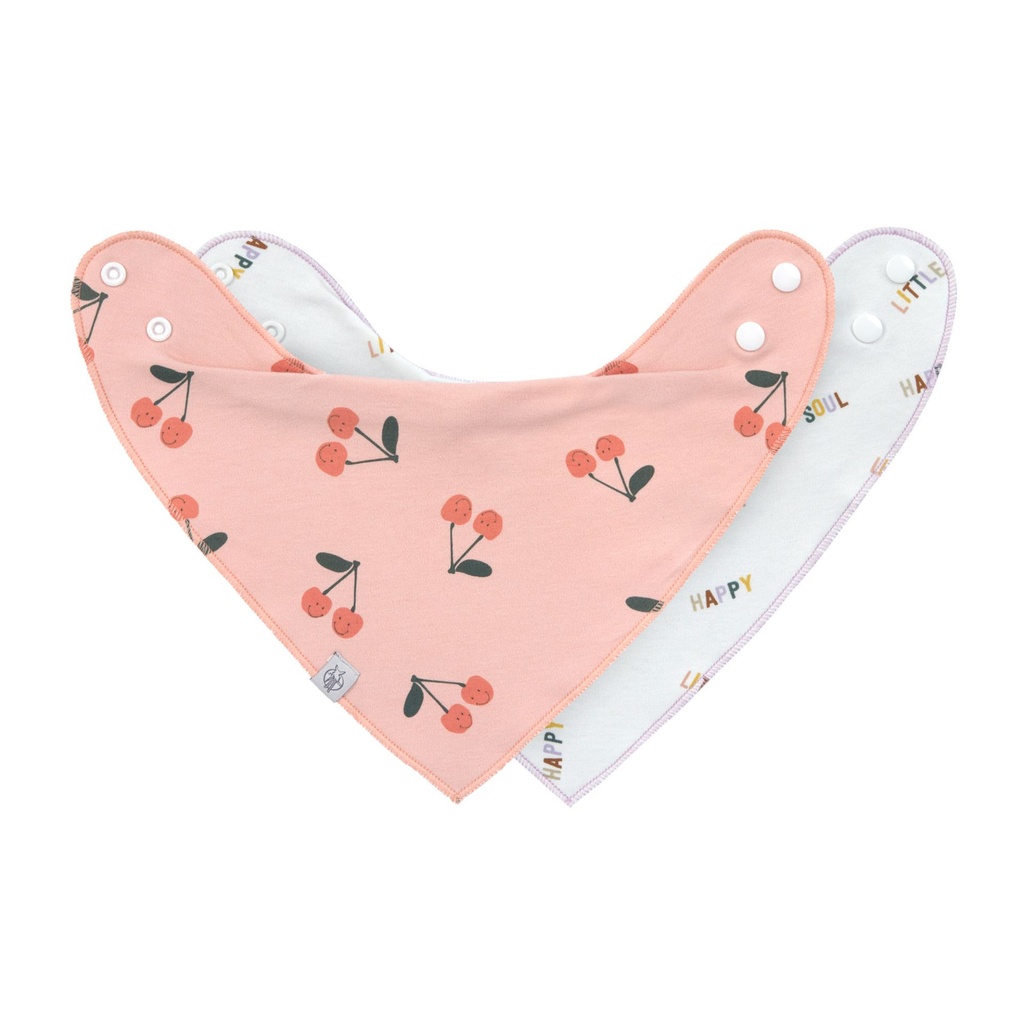 Laessig | Spuugdoekje Happy Fruits Cherry Drukknopensluiting 2-pack