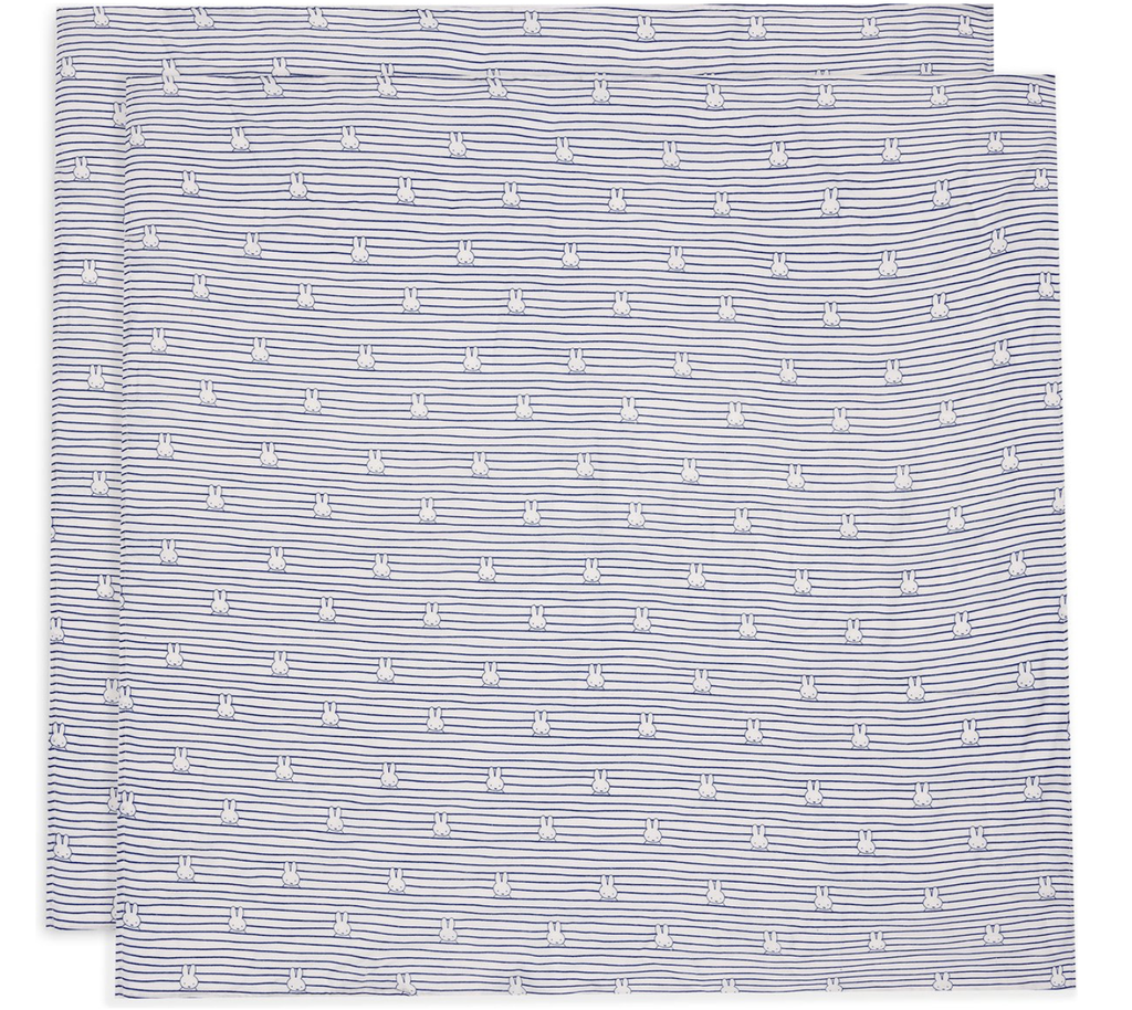 TETRA DOEK, 115x115cm, Miffy Stripe navy, blauw, aop nijntje/strepen , Large