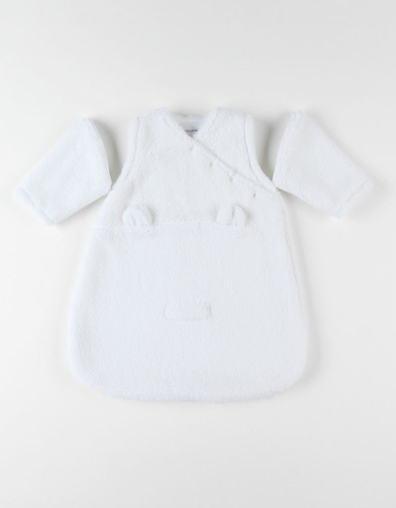 Noukies | Slaapzak Sherpa 2TOG Met Mouwen 50cm Ecru