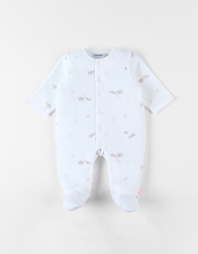 Noukies | Pyjama Bali & Moka All Over Olifant Velours Wit