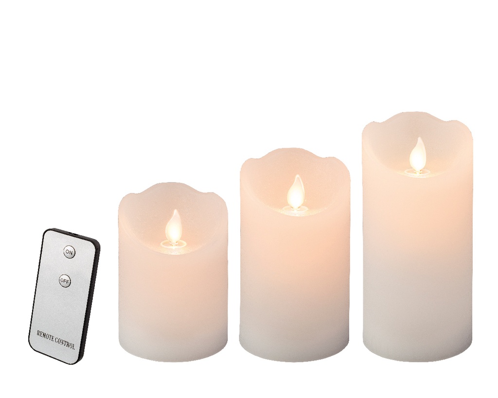 Lumineo | Kaars Led Wit/Ecru Was Indoor 1 3-pack Batterij (niet inbegrepen)