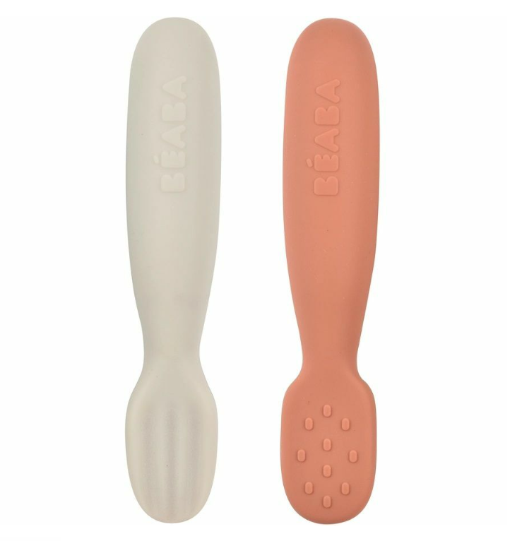 Beaba | Bestek Oefenlepel Terracotta/Velvet Grey +4m 2-delig